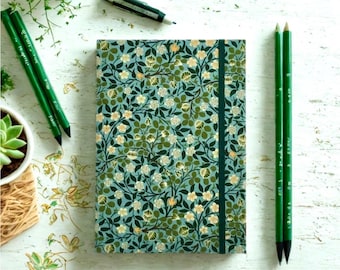 William Morris Clover Garden Fabric Journal: A5 Hardback Notebook with Pocket