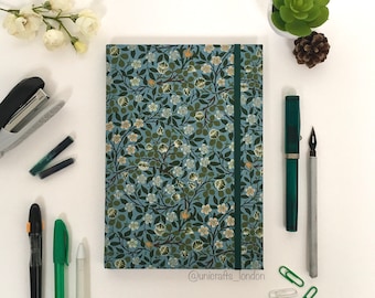 Clover Garden Journal • William Morris fabric • A5 size • Fabric Covered • Hardback Cover • Elastic Closure • Inner Pocket • Travel Journal