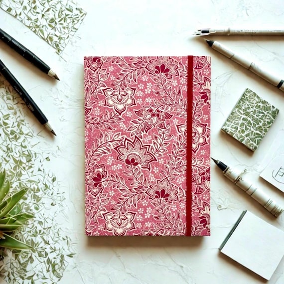 Liberty’s Pink Blossom Fabric Journal: A5 Hardback Notebook with Elastic Closure and Inner Pocket