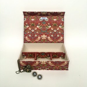 William Morris Strawberry Thief Handmade Box • Fabric Covered • Multipurpose Organising Box • Magnetic Closure • Jewellery Organiser • Gift