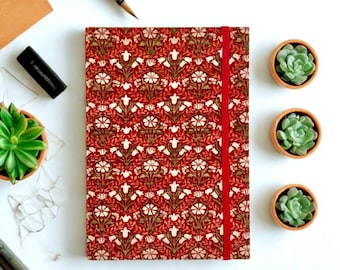 William Morris Bellflower Fabric Journal: A5 Hardback Notebook with Pocket