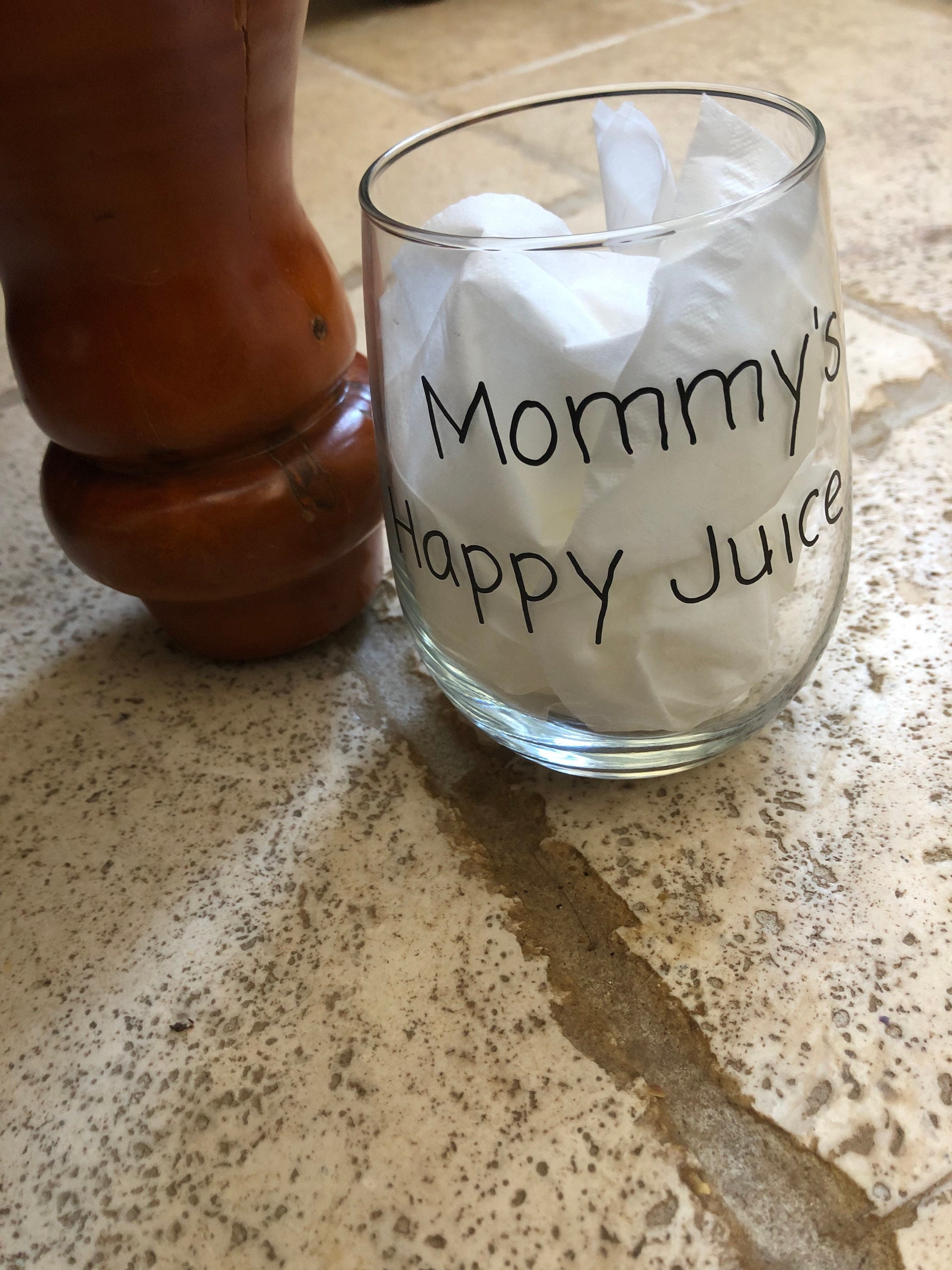 Mommys Happy Juice wine glass Etsy