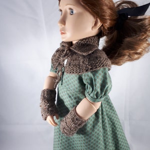 16" doll clothes - Knitted Highland Capelet and Mittens - A Girl for All Time