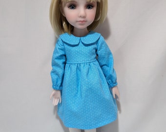 14-15" doll clothes  - Turquoise dress with white pin dots to fit Ruby Red Fashion Friends and Wellie Wishers