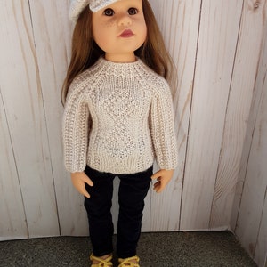 19.5" doll clothes  - Oatmeal Gansey sweater and cap with Navy corduroy pants to fit Gotz Happy Kidz and Hannah dolls