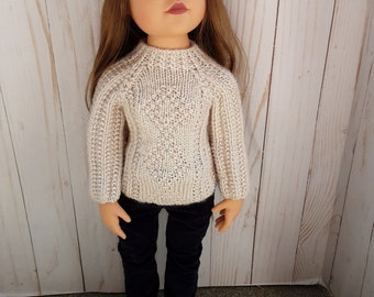 19.5" doll clothes  - Oatmeal Gansey sweater and cap with Navy corduroy pants to fit Gotz Happy Kidz and Hannah dolls