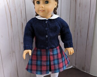 18" doll clothes - 1940s 3 piece outfit in blues and cranberry to fit American Girl and similar sized dolls such as Molly and Nanea.