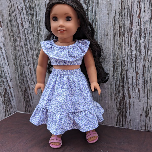 18" doll clothes - White summer set with mauve flowers to fit 18 inch dolls like American Girl
