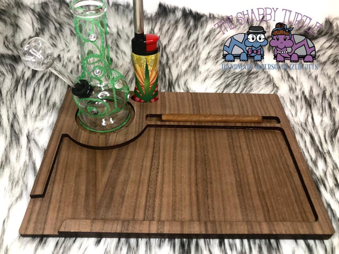 Personalized Wood Rolling Tray Smoke Tray Weed Tray 420 Etsy