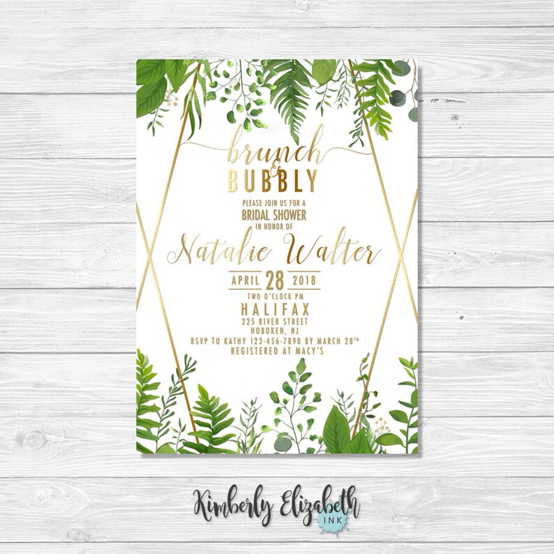 Bridal Shower Floral Invite Brunch Bubbly Invitation Green Etsy Bridal Shower Floral Invite Brunch Bubbly Invitation Green Etsy