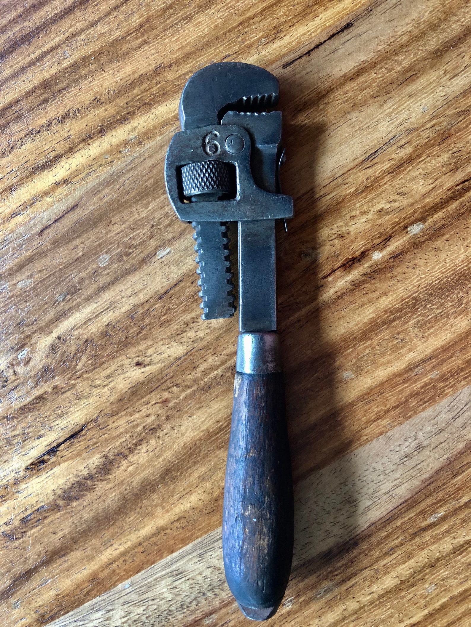 Antique Stillson Adjustable Pipe Wrench with Wooden Handle Etsy