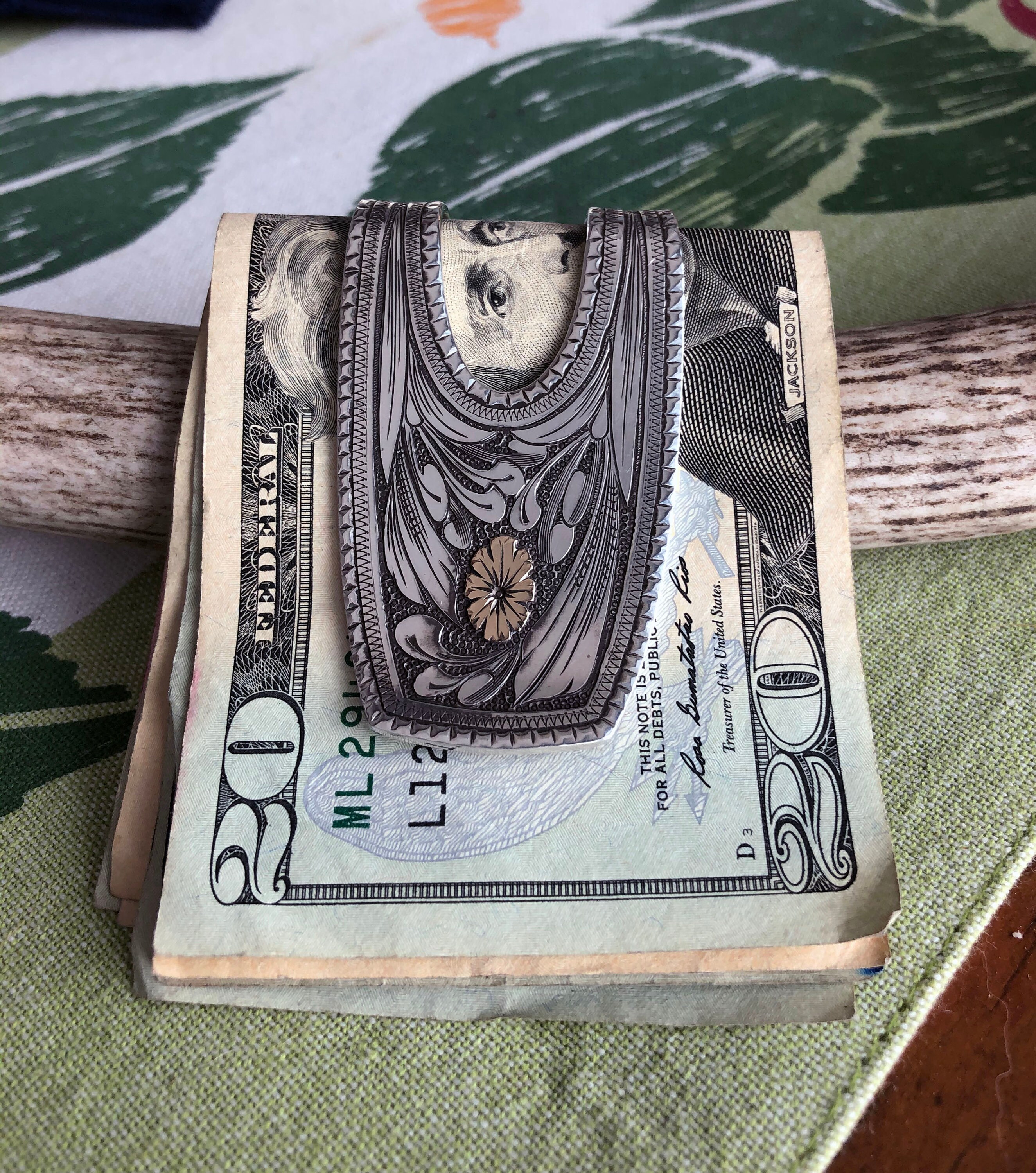 Sterling and Gold Engraved Money Clip Etsy