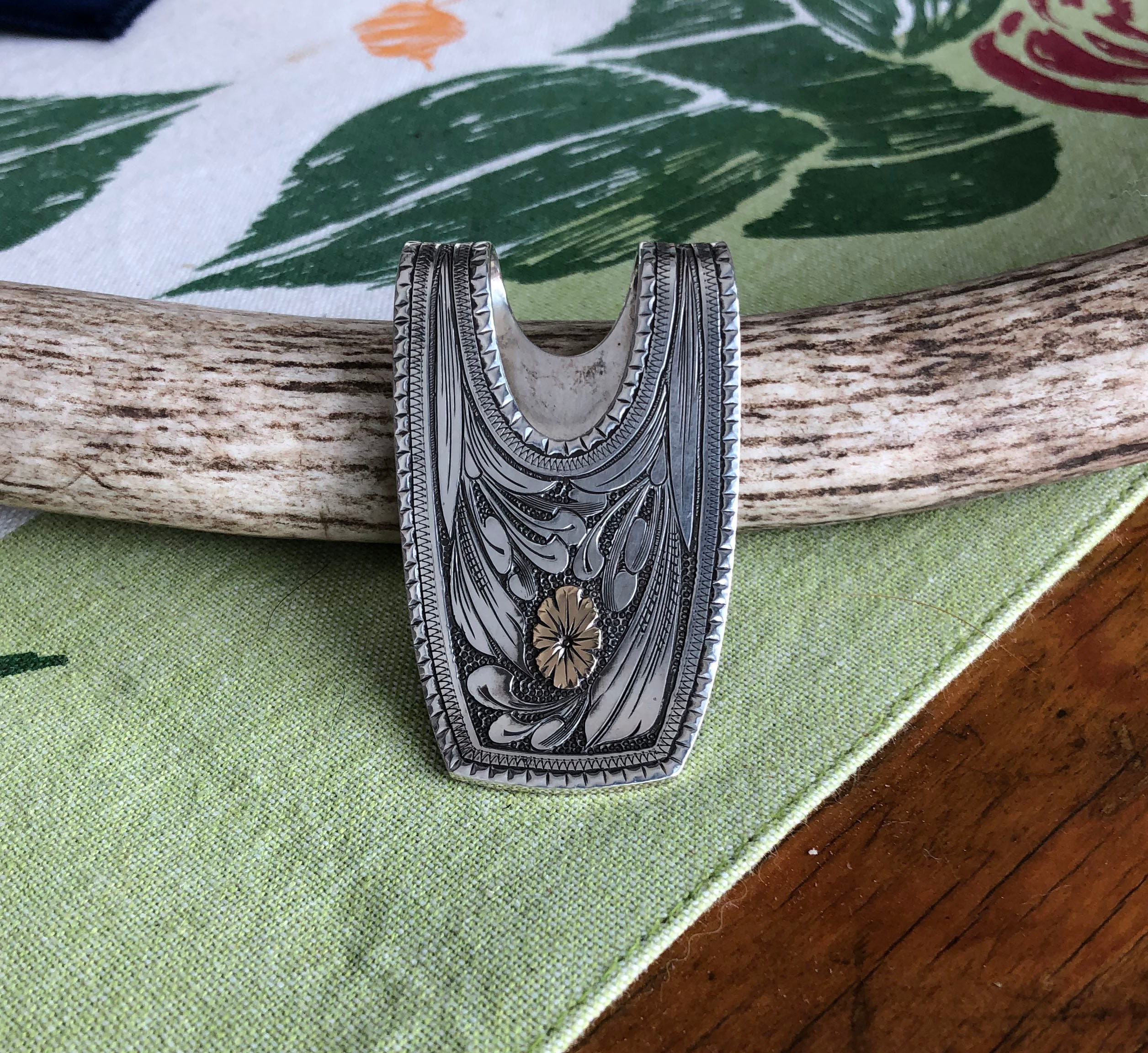 Sterling and Gold Engraved Money Clip Etsy