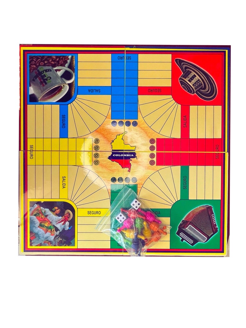 Magnetic Colombian Parcheesi Board Game 4P 6P image 1