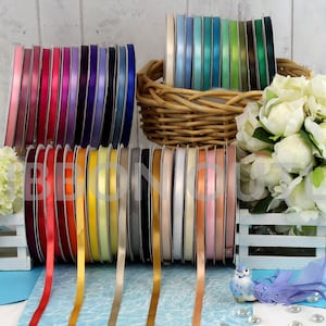 3/8&quot; Single Faced Satin Ribbons 100 Yards Per Roll