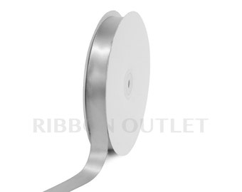 7/8" Platinum Gray Silver Satin Ribbon 100 Yards Per Roll