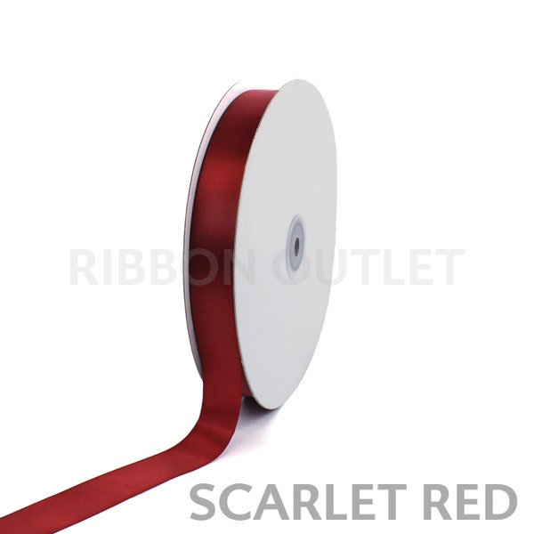 7/8" Scarlet Red Satin Ribbon 100 Yards Per Roll