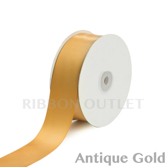 1 1/2 Antique Gold Satin Ribbon 50 Yards per Roll 