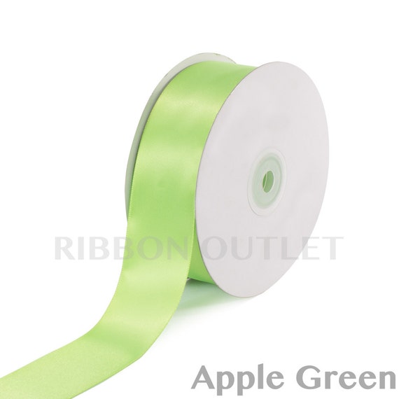 1-1/2 Inch Apple Green Satin Ribbon 50 Yards