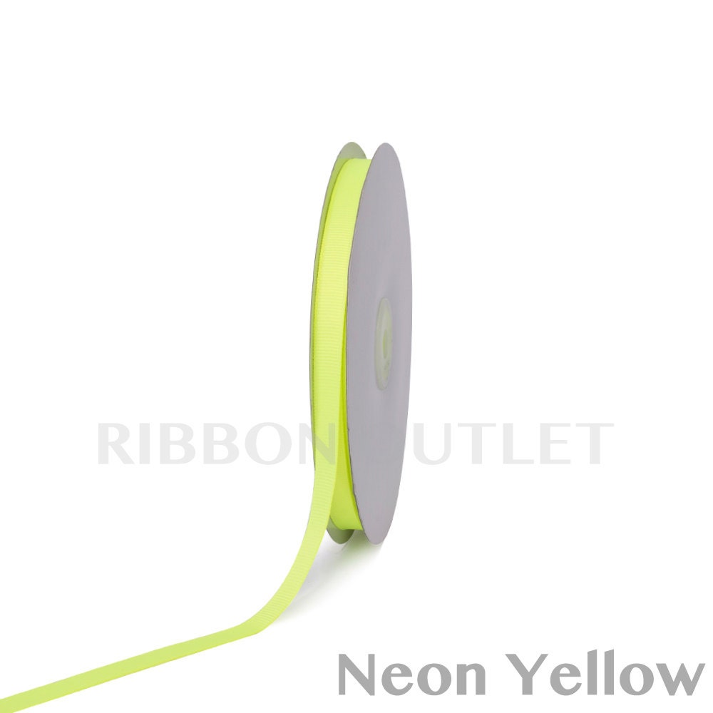 3/8" Neon Yellow Solid Grosgrain Ribbon 50 Yards Per Roll