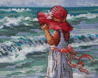 Girl at the Beach Cross Stitch Pattern