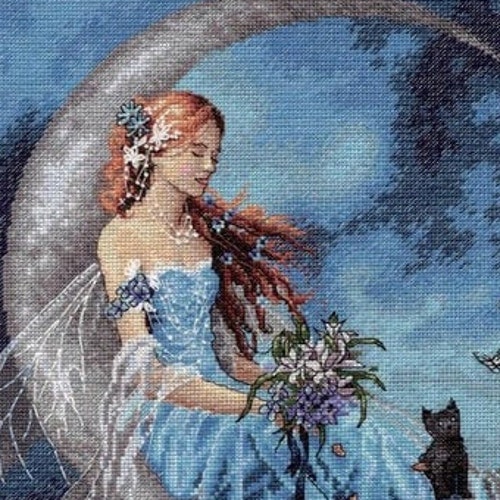Fairy on Moon Counted Cross Stitch Pattern - Etsy