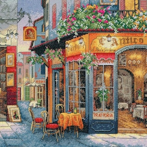 Modèle de point de croix bistrot européen