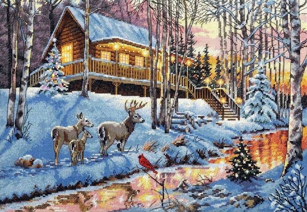 Winter Cabin Cross Stitch Pattern - Etsy