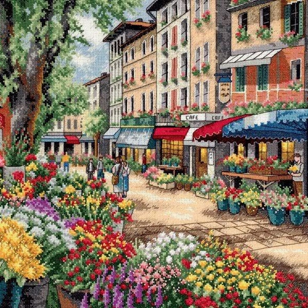 Paris Market Cross Stitch Pattern