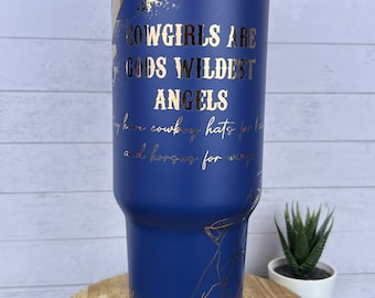 40oz Laser Engraved Cowgirl Barrel Racing Tumbler, Turn & Burn Tumbler