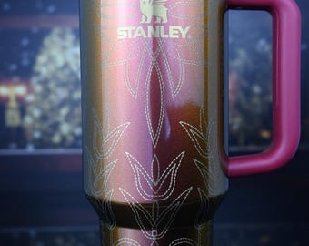 Stanley LW Country Gold Authentic 40oz, Western Boot Stitching engraved Stanley, Personalized Stanley, Custom Engraved Stanley