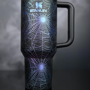 Spider Web Laser Engraved Authentic Stanley Black Chroma, Custom/Personalized Stanley Black Chroma,