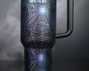 Spider Web Laser Engraved Authentic Stanley Black Chroma, Custom/Personalized Stanley Black Chroma,