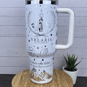 40oz Laser Engraved Acotar Inspired Tumbler, Velaris Inspired Tumbler, City of Star Light