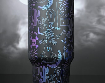 Laser Engraved  Halloween Doodles, Cute Spooky Ghost Tumbler, Halloween Tumbler, Spooky Season