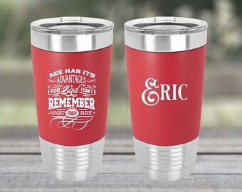 Personalized Growing Older 20 oz Stainless Steel Silicone Grip Sleeve Tumbler