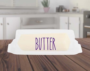 Personalized | White/Clear | Plastic | Butter Dish