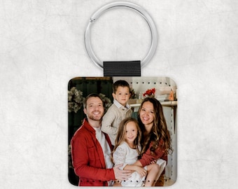 Personalized CUSTOM PHOTO Faux Leather Keychain - 2" Square
