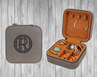 Personalized Monogram 4"x4" Travel Jewelry Box