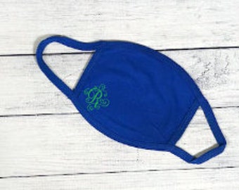 ROYAL BLUE | Personalized | Small Monogram | Face Mask