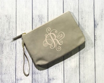 Personalized Faux Suede Wristlet