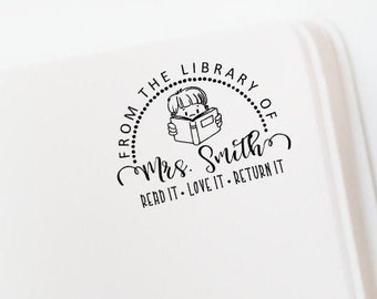 Laser Made "From the library of" Self Inking Stamper -  1 5/8" Round
