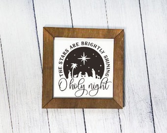 Laser Engraved | Silent Night | O Holy Night | Wooden | Framed | Sign