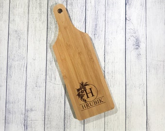 Engraved Bamboo Serving Paddle Board - 6" x 19"