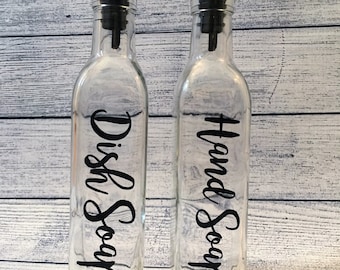 Custom | Countertop Dish or Hand Soap | Glass Dispenser | - choose the lettering color