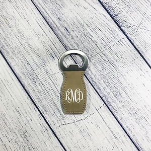 Personalized Faux Leather Bottle Opener - Buckskin