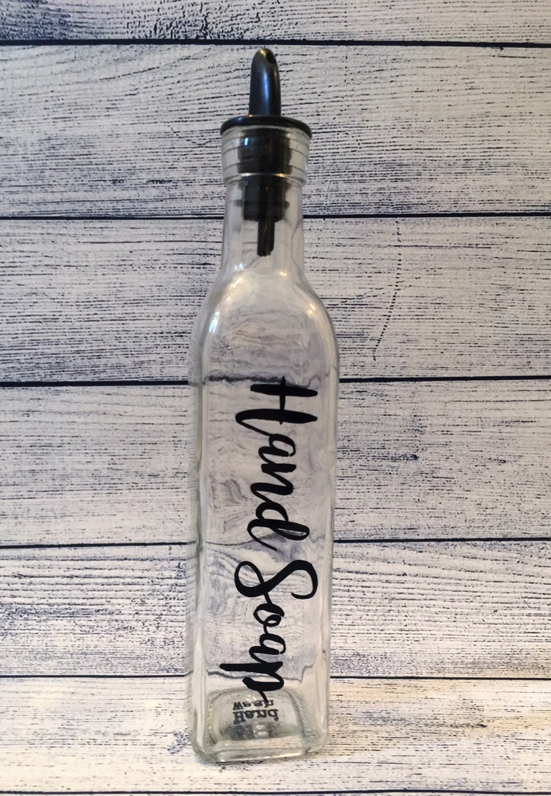 Custom Countertop Dish or Hand Soap Glass Dispenser choose the lettering color image 5