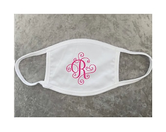 WHITE | Personalized | Monogrammed | Face Mask