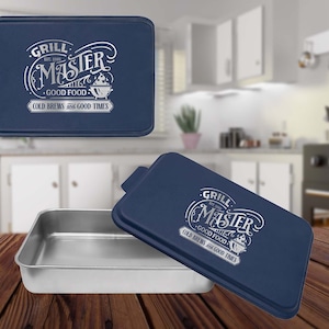 Personalized | Laser Engraved | 9" x 13" | Aluminum Grill Pan | with Lid