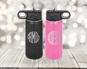 Laser Engraved Monogram Water Bottle - 20 oz.
